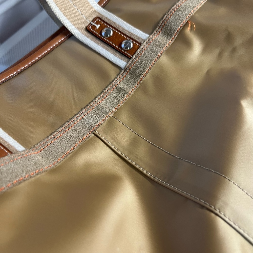 Coach Gold Tote Bag with Brown suede Accents - Picture 6 of 11